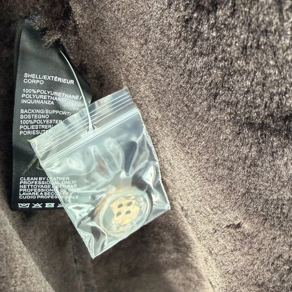 Jason Wi Shearling long Coat Cafe Noir Brown Teddy Lined Button Front Size M NWT - Picture 8 of 8